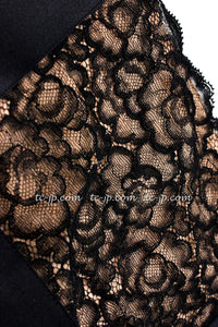 CHANEL 07A Black Lace Velvet Party Cocktail Dress 40 42 シャネル スーパーモデル レース ブラック ベルベット ドレス ワンピース 即発