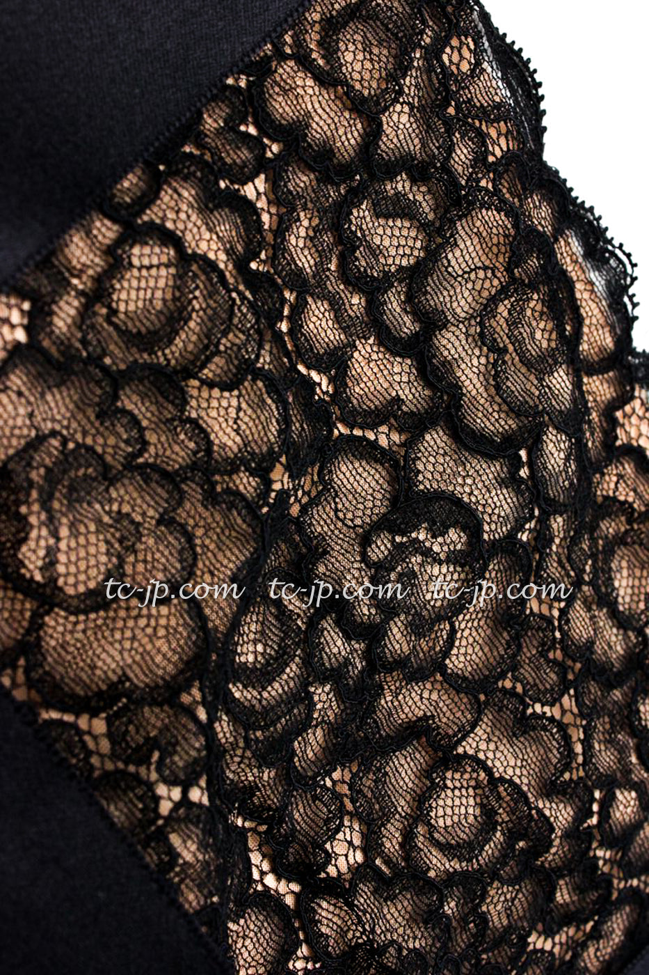 CHANEL 07A Black Lace Velvet Party Cocktail Dress 40 42 シャネル スーパーモデル レース ブラック ベルベット ドレス ワンピース 即発