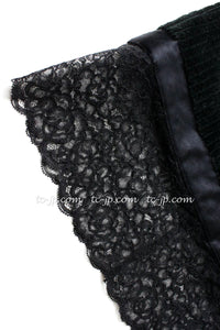CHANEL 07A Black Lace Velvet Party Cocktail Dress 40 42 シャネル スーパーモデル レース ブラック ベルベット ドレス ワンピース 即発