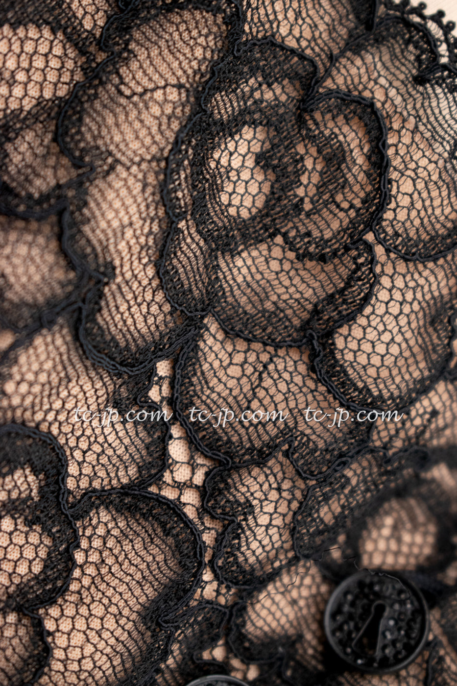 CHANEL 07A Black Lace Velvet Party Cocktail Dress 40 42 シャネル スーパーモデル レース ブラック ベルベット ドレス ワンピース 即発