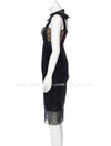 CHANEL 07A Black Lace Velvet Party Cocktail Dress 40 42 シャネル スーパーモデル レース ブラック ベルベット ドレス ワンピース 即発