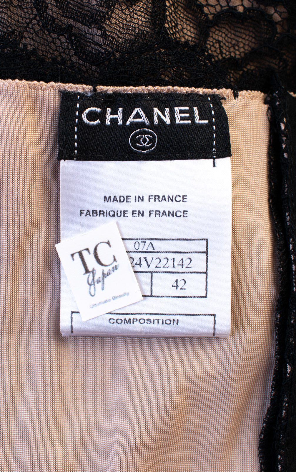 CHANEL 07A Black Lace Velvet Party Cocktail Dress 40 42 シャネル スーパーモデル レース ブラック ベルベット ドレス ワンピース 即発
