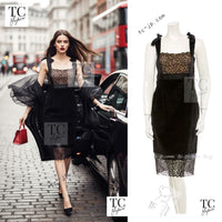 CHANEL 07A Black Lace Velvet Party Cocktail Dress 40 42 シャネル スーパーモデル レース ブラック ベルベット ドレス ワンピース 即発