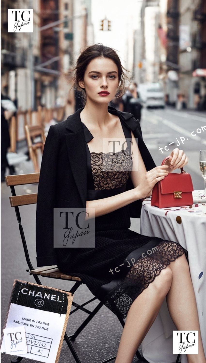 CHANEL 07A Black Lace Velvet Party Cocktail Dress 40 42 シャネル スーパーモデル レース ブラック ベルベット ドレス ワンピース 即発
