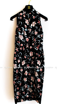 CHANEL 97S Vintage Navy Sleeveless Flower Silk Dress 38 シャネル ヴィンテージ ネイビー ノースリーブ 花柄 シルク ワンピース - TC JAPAN