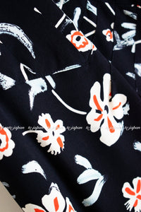 CHANEL 97S Vintage Navy Sleeveless Flower Silk Dress 38 シャネル ヴィンテージ ネイビー ノースリーブ 花柄 シルク ワンピース