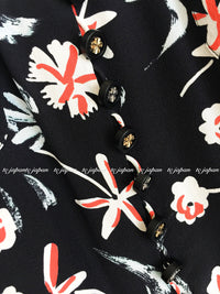 CHANEL 97S Vintage Navy Sleeveless Flower Silk Dress 38 シャネル ヴィンテージ ネイビー ノースリーブ 花柄 シルク ワンピース