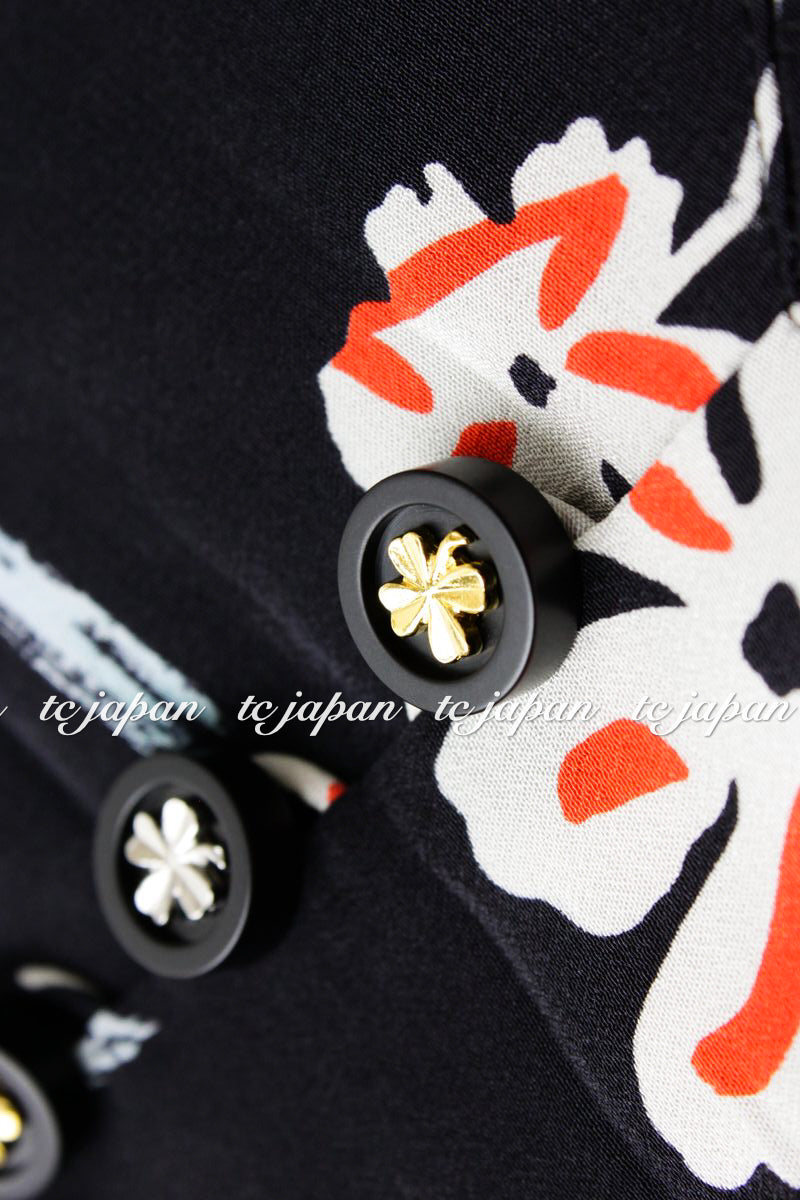 CHANEL 97S Vintage Navy Sleeveless Flower Silk Dress 38 シャネル ヴィンテージ ネイビー ノースリーブ 花柄 シルク ワンピース - TC JAPAN