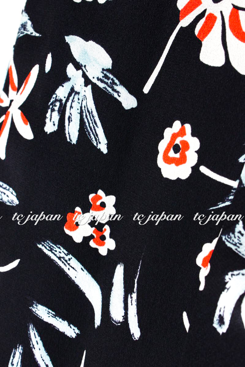 CHANEL 97S Vintage Navy Sleeveless Flower Silk Dress 38 シャネル ヴィンテージ ネイビー ノースリーブ 花柄 シルク ワンピース - TC JAPAN