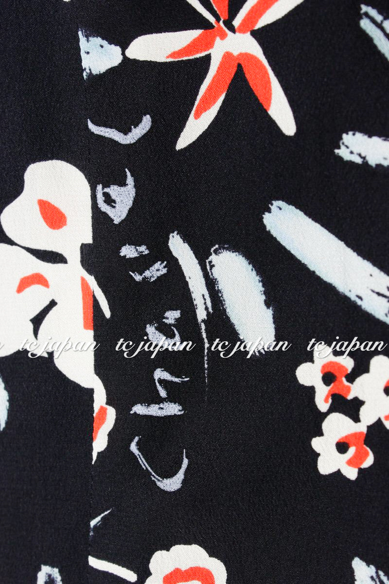 CHANEL 97S Vintage Navy Sleeveless Flower Silk Dress 38 シャネル ヴィンテージ ネイビー ノースリーブ 花柄 シルク ワンピース - TC JAPAN