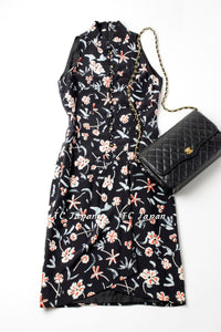 CHANEL 97S Vintage Navy Sleeveless Flower Silk Dress 38 シャネル ヴィンテージ ネイビー ノースリーブ 花柄 シルク ワンピース
