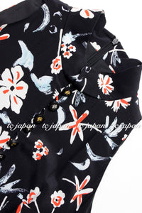 CHANEL 97S Vintage Navy Sleeveless Flower Silk Dress 38 シャネル ヴィンテージ ネイビー ノースリーブ 花柄 シルク ワンピース - TC JAPAN