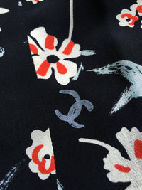 CHANEL 97S Vintage Navy Sleeveless Flower Silk Dress 38 シャネル ヴィンテージ ネイビー ノースリーブ 花柄 シルク ワンピース - TC JAPAN