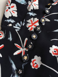 CHANEL 97S Vintage Navy Sleeveless Flower Silk Dress 38 シャネル ヴィンテージ ネイビー ノースリーブ 花柄 シルク ワンピース