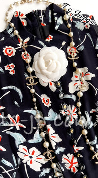 CHANEL 97S Vintage Navy Sleeveless Flower Silk Dress 38 シャネル ヴィンテージ ネイビー ノースリーブ 花柄 シルク ワンピース