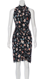 CHANEL 97S Vintage Navy Sleeveless Flower Silk Dress 38 シャネル ヴィンテージ ネイビー ノースリーブ 花柄 シルク ワンピース - TC JAPAN