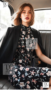 CHANEL 97S Vintage Navy Sleeveless Flower Silk Dress 38 シャネル ヴィンテージ ネイビー ノースリーブ 花柄 シルク ワンピース