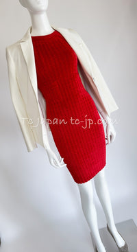 CHANEL 10PF Red Shanghai Stretch Knit Comfy Runway Sweater Dress 36 シャネル レッド ストレッチ ニット 上海ランウェイ セーター ワンピース 即発 - TC JAPAN