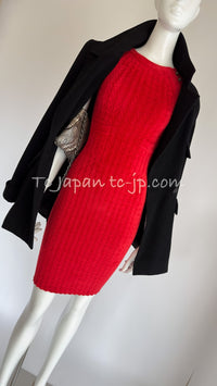 CHANEL 10PF Red Shanghai Stretch Knit Comfy Runway Sweater Dress 36 シャネル レッド ストレッチ ニット 上海ランウェイ セーター ワンピース 即発 - TC JAPAN