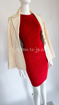 CHANEL 10PF Red Shanghai Stretch Knit Comfy Runway Sweater Dress 36 シャネル レッド ストレッチ ニット 上海ランウェイ セーター ワンピース 即発 - TC JAPAN