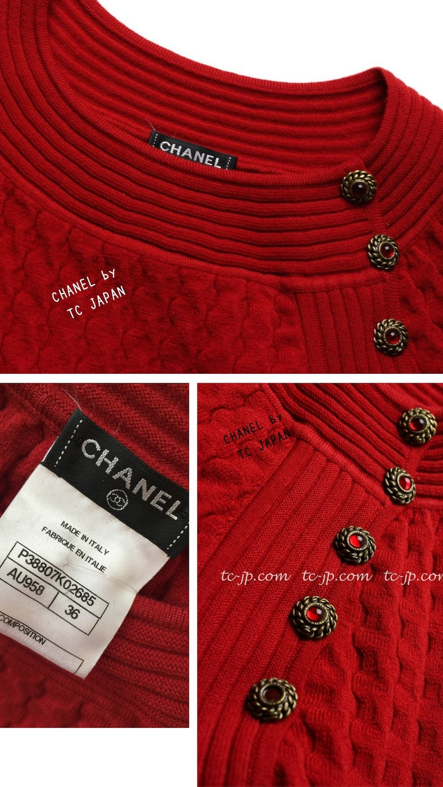 CHANEL 10PF Red Shanghai Stretch Knit Comfy Runway Sweater Dress 36 シャネル レッド ストレッチ ニット 上海ランウェイ セーター ワンピース 即発