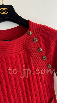 CHANEL 10PF Red Shanghai Stretch Knit Comfy Runway Sweater Dress 36 シャネル レッド ストレッチ ニット 上海ランウェイ セーター ワンピース 即発