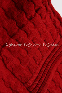 CHANEL 10PF Red Shanghai Stretch Knit Comfy Runway Sweater Dress 36 シャネル レッド ストレッチ ニット 上海ランウェイ セーター ワンピース 即発