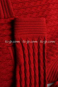CHANEL 10PF Red Shanghai Stretch Knit Comfy Runway Sweater Dress 36 シャネル レッド ストレッチ ニット 上海ランウェイ セーター ワンピース 即発