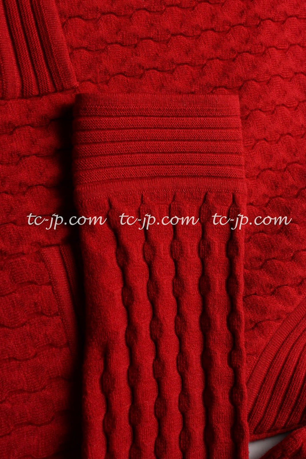 CHANEL 10PF Red Shanghai Stretch Knit Comfy Runway Sweater Dress 36 シャネル レッド ストレッチ ニット 上海ランウェイ セーター ワンピース 即発