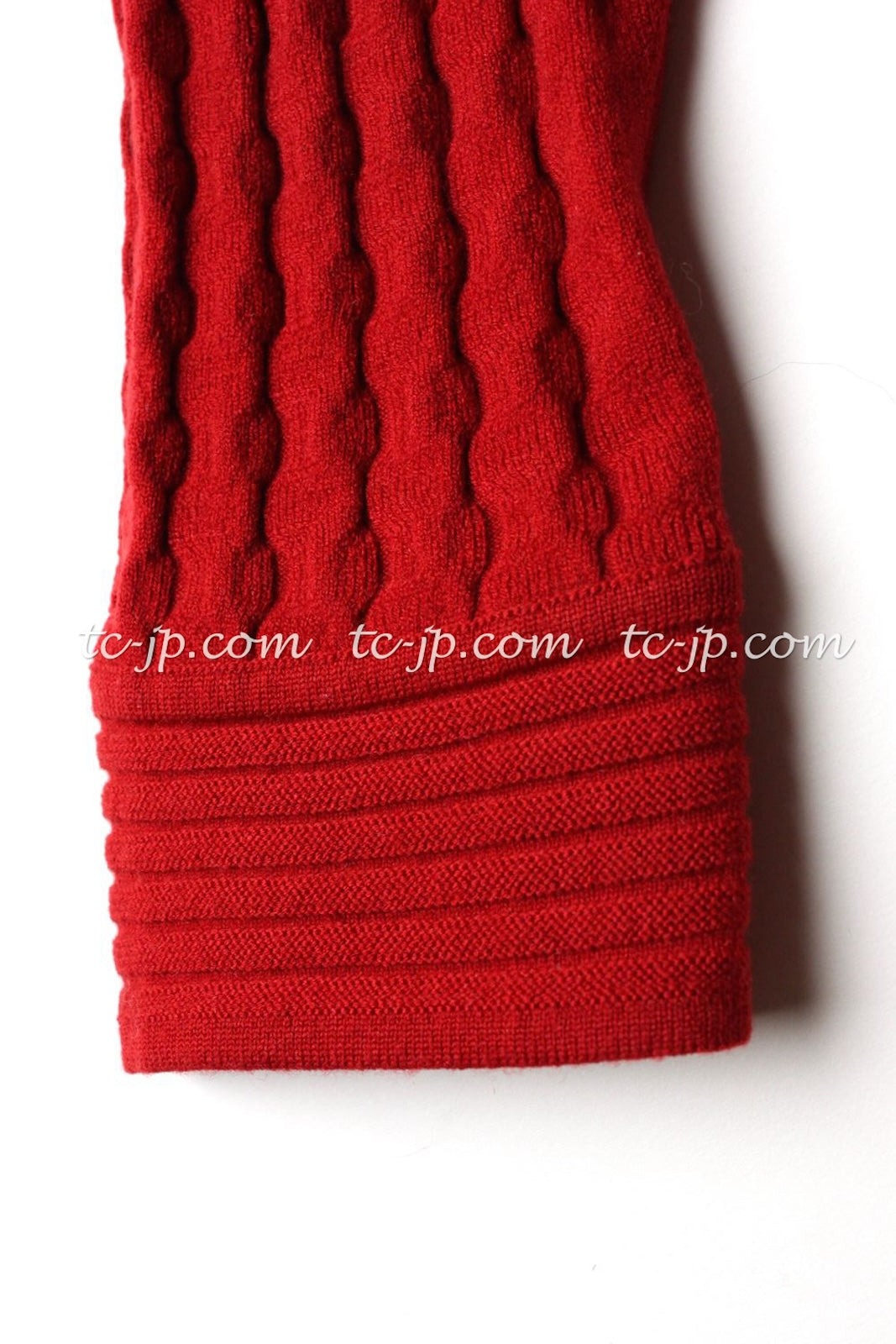 CHANEL 10PF Red Shanghai Stretch Knit Comfy Runway Sweater Dress 36 シャネル レッド ストレッチ ニット 上海ランウェイ セーター ワンピース 即発