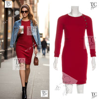 CHANEL 10PF Red Shanghai Stretch Knit Comfy Runway Sweater Dress 36 シャネル レッド ストレッチ ニット 上海ランウェイ セーター ワンピース 即発
