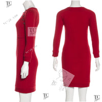 CHANEL 10PF Red Shanghai Stretch Knit Comfy Runway Sweater Dress 36 シャネル レッド ストレッチ ニット 上海ランウェイ セーター ワンピース 即発