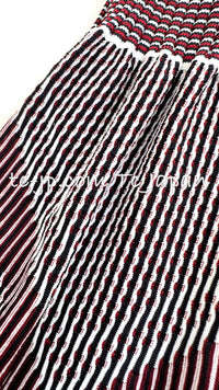 CHANEL 14S Wine Red White Stripe Stretch Knit Dress 40 42 シャネル ワイン レッド ホワイト ストライプ ストレッチ ニット ワンピース 即発