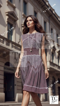 CHANEL 14S Navy White Stripe Stretch Knit Dress 34 シャネル ネイビー ストライプ ストレッチ ニット ワンピース 即発 - TC JAPAN