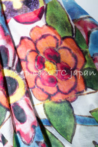 CHANEL 15C Camellia Multicolor Cotton Silk Runway Dress 38 シャネル カメリア柄 マルチカラー コットン シルク ランウェイ ワンピース 即発