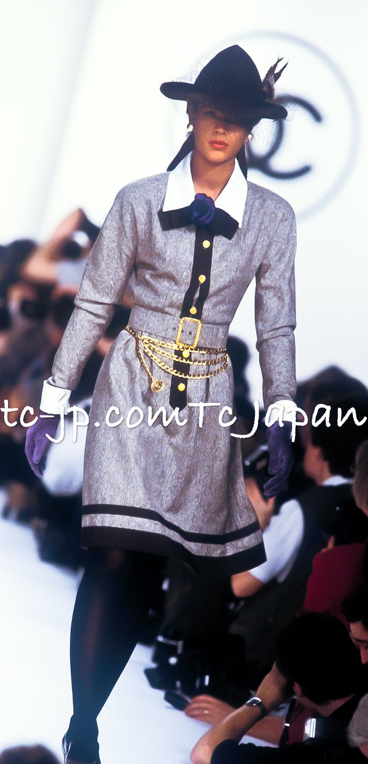 CHANEL 88A Vintage Naomi Campbell Gray Ribbon Bow Dress 40 シャネル ワンピース CHANEL 88A ヴィンテージ グレー リボン ワンピース 40