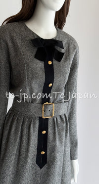 CHANEL 88A Vintage Naomi Campbell Gray Ribbon Bow Dress 40 シャネル ワンピース CHANEL 88A ヴィンテージ グレー リボン ワンピース 40