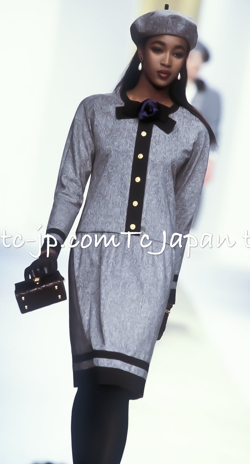 CHANEL 88A Vintage Naomi Campbell Gray Ribbon Bow Dress 40 シャネル ワンピース CHANEL 88A ヴィンテージ グレー リボン ワンピース 40