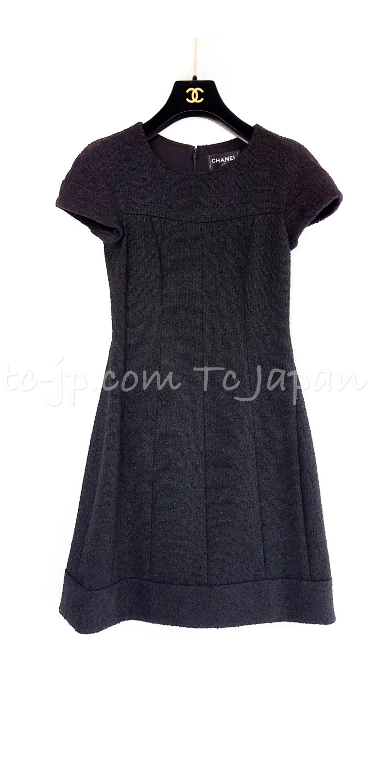CHANEL 13A Black Short Sleeve Wool Silk Dress 34 シャネル ブラック 半袖 ウール シルク ワンピース