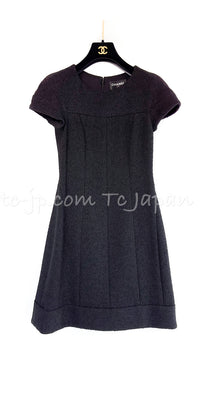 CHANEL 13A Black Short Sleeve Wool Silk Dress 34 シャネル ブラック 半袖 ウール シルク ワンピース