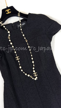 CHANEL 13A Black Short Sleeve Wool Silk Dress 34 シャネル ブラック 半袖 ウール シルク ワンピース