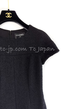 CHANEL 13A Black Short Sleeve Wool Silk Dress 34 シャネル ブラック 半袖 ウール シルク ワンピース