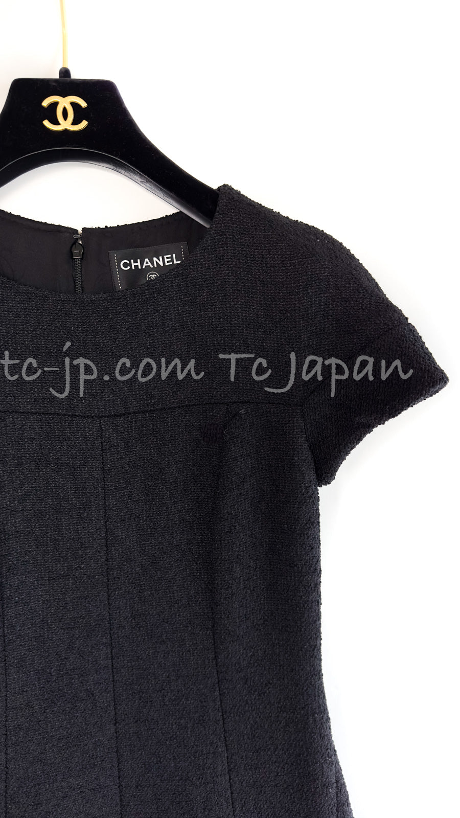 CHANEL 13A Black Short Sleeve Wool Silk Dress 34 シャネル ブラック 半袖 ウール シルク ワンピース