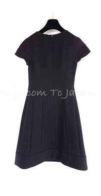 CHANEL 13A Black Short Sleeve Wool Silk Dress 34 シャネル ブラック 半袖 ウール シルク ワンピース