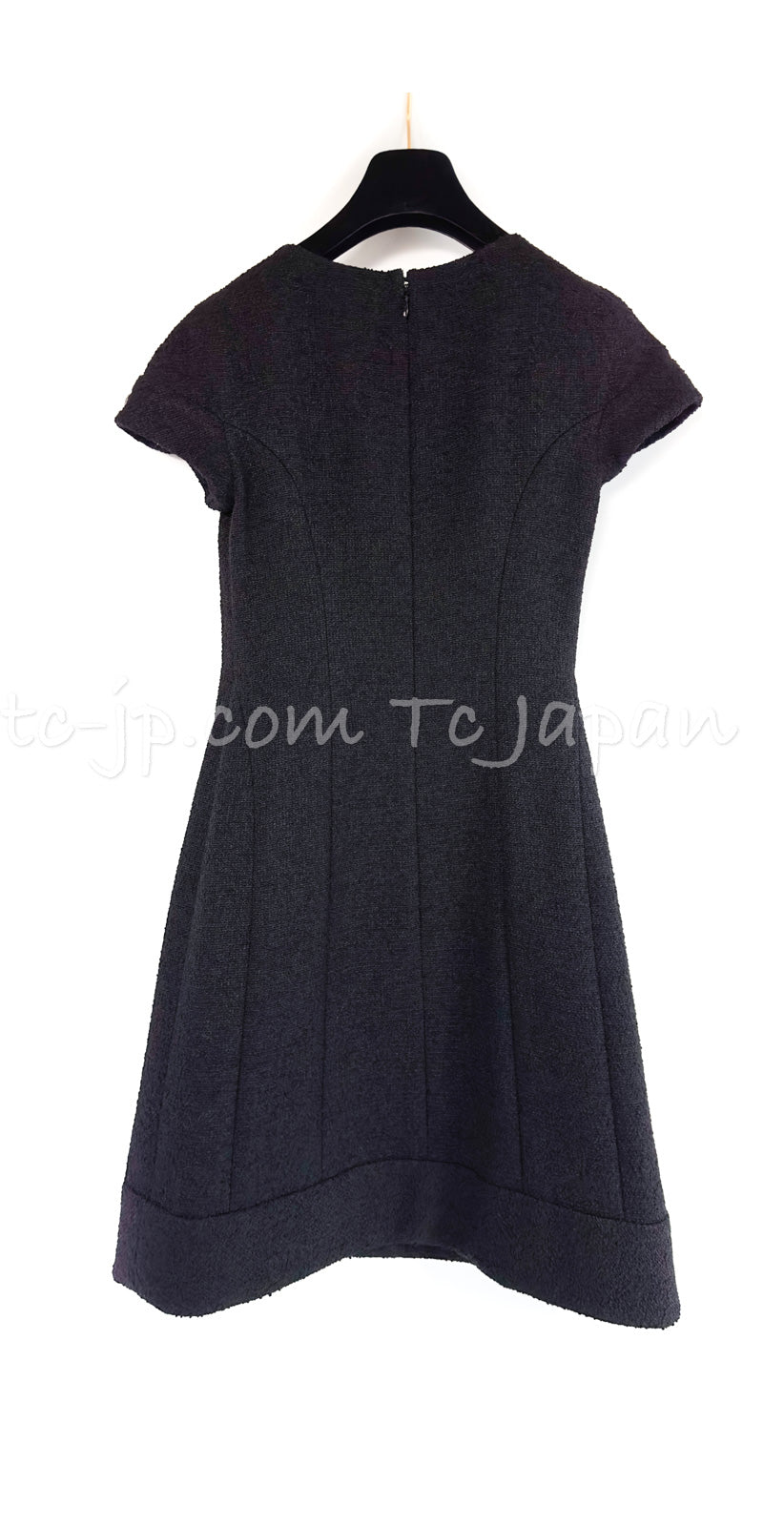 CHANEL 13A Black Short Sleeve Wool Silk Dress 34 シャネル ブラック 半袖 ウール シルク ワンピース