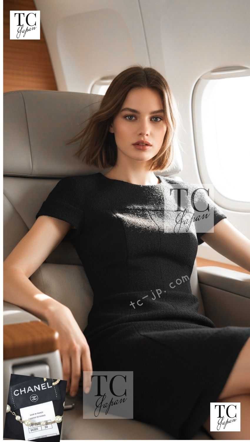 CHANEL 13A Black Short Sleeve Wool Silk Dress 34 シャネル ブラック 半袖 ウール シルク ワンピース