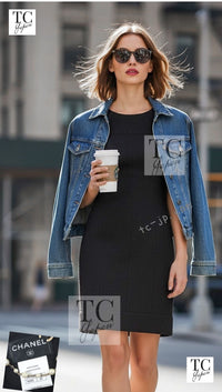 CHANEL 13A Black Short Sleeve Wool Silk Dress 34 シャネル ブラック 半袖 ウール シルク ワンピース