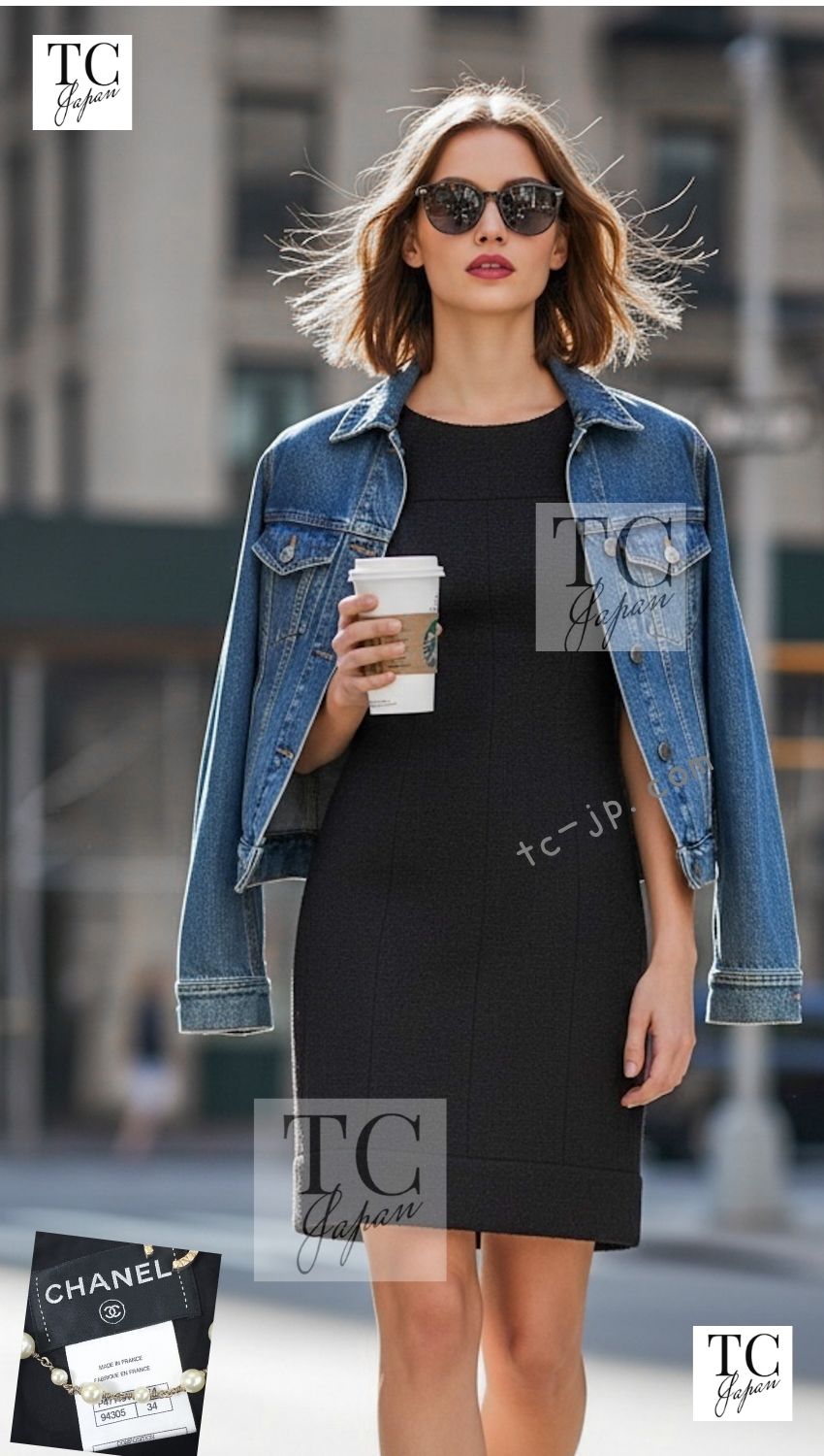 CHANEL 13A Black Short Sleeve Wool Silk Dress 34 シャネル ブラック 半袖 ウール シルク ワンピース