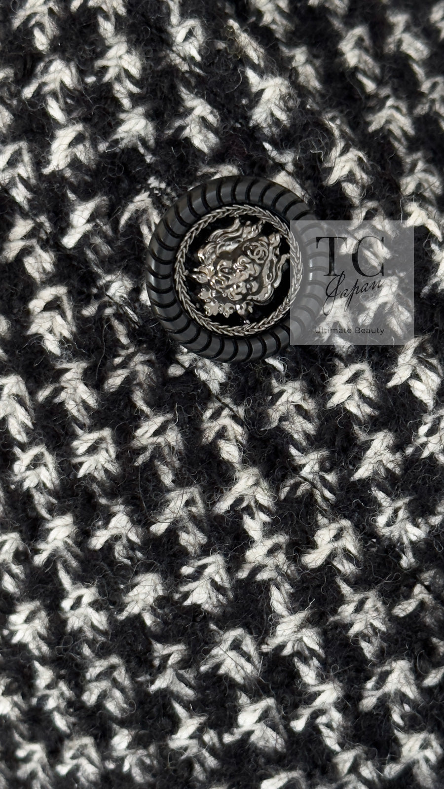 シャネル ワンピース CHANEL 14B ブラック ホワイト ウール シルク