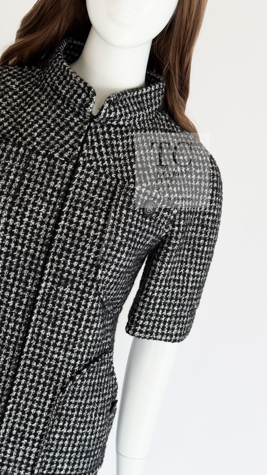 CHANEL 14B Black White Wool Silk Tweed Dress 34 38 シャネル ブラック ホワイト ウール シルク ツイード ワンピース 即発